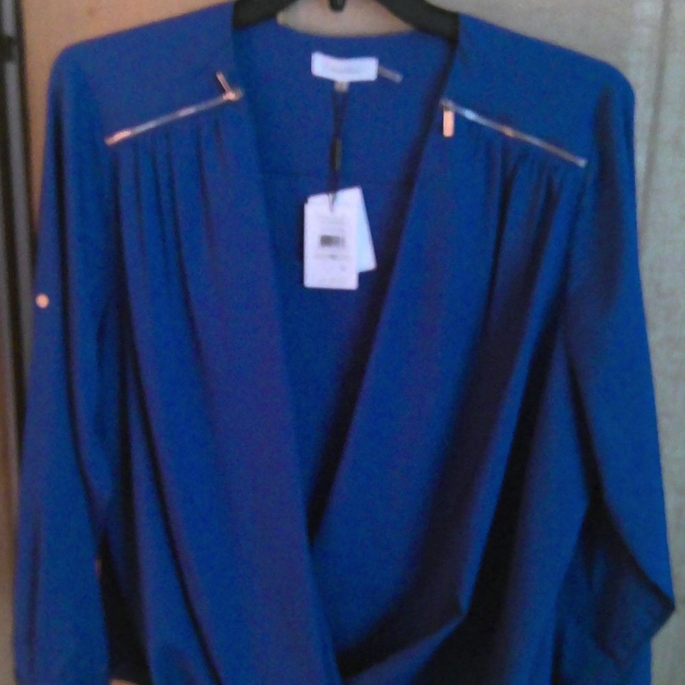 Calvin Klein Royal Blue Blouse (Plus Size - 1x)